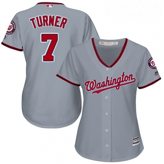 Womens Majestic Washington Nationals 7 Trea Turner Authentic Grey Road Cool Base MLB Jersey Womens Majestic Washington Nationals 7 Trea Turner Authentic Grey Road Cool Base MLB Jersey