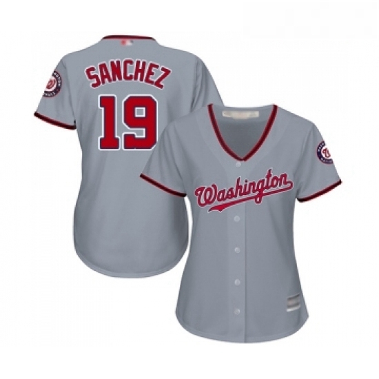 Womens Washington Nationals 19 Anibal Sanchez Replica Grey Road Cool Base Baseball Jersey Womens Washington Nationals 19 Anibal Sanchez Replica Grey Road Cool Base Baseball Jersey