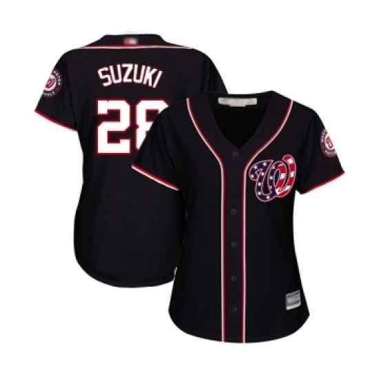 Womens Washington Nationals 28 Kurt Suzuki Replica Navy Blue Alternate 2 Cool Base Baseball Jersey Womens Washington Nationals 28 Kurt Suzuki Replica Navy Blue Alternate 2 Cool Base Baseball Jersey