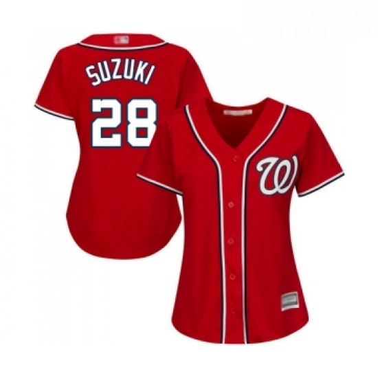 Womens Washington Nationals 28 Kurt Suzuki Replica Red Alternate 1 Cool Base Baseball Jersey Womens Washington Nationals 28 Kurt Suzuki Replica Red Alternate 1 Cool Base Baseball Jersey