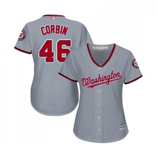 Womens Washington Nationals 46 Patrick Corbin Replica Grey Road Cool Base Baseball Jersey Womens Washington Nationals 46 Patrick Corbin Replica Grey Road Cool Base Baseball Jersey