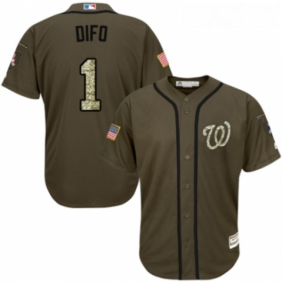 Youth Majestic Washington Nationals 1 Wilmer Difo Authentic Green Salute to Service MLB Jersey Youth Majestic Washington Nationals 1 Wilmer Difo Authentic Green Salute to Service MLB Jersey