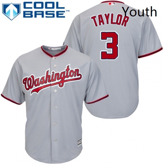 Youth Majestic Washington Nationals 3 Michael Taylor Replica Grey Road Cool Base MLB Jersey Youth Majestic Washington Nationals 3 Michael Taylor Replica Grey Road Cool Base MLB Jersey
