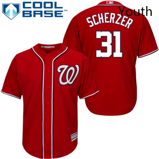 Youth Majestic Washington Nationals 31 Max Scherzer Replica Red Alternate 1 Cool Base MLB Jersey Youth Majestic Washington Nationals 31 Max Scherzer Replica Red Alternate 1 Cool Base MLB Jersey