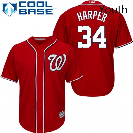 Youth Majestic Washington Nationals 34 Bryce Harper Authentic Red Alternate 1 Cool Base MLB Jersey Youth Majestic Washington Nationals 34 Bryce Harper Authentic Red Alternate 1 Cool Base MLB Jersey