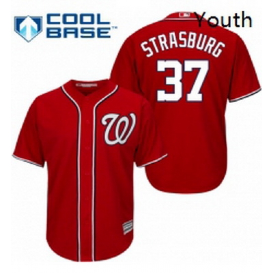 Youth Majestic Washington Nationals 37 Stephen Strasburg Authentic Red Alternate 1 Cool Base MLB Jersey Youth Majestic Washington Nationals 37 Stephen Strasburg Authentic Red Alternate 1 Cool Base MLB Jersey