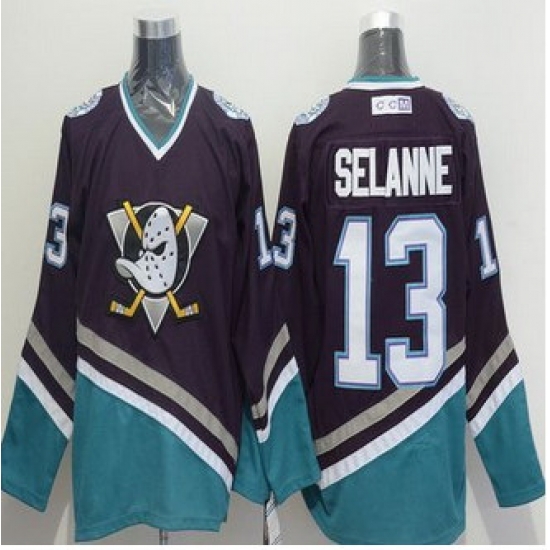 Anaheim Ducks #13 Teemu Selanne Purple-Turquoise CCM Throwback Stitched NHL jersey Anaheim Ducks #13 Teemu Selanne Purple-Turquoise CCM Throwback Stitched NHL jersey