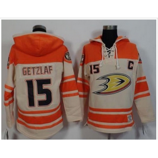 Anaheim Ducks #15 Ryan Getzlaf Cream Orange Sawyer Hooded Sweatshirt Stitched NHL Jersey Anaheim Ducks #15 Ryan Getzlaf Cream Orange Sawyer Hooded Sweatshirt Stitched NHL Jersey