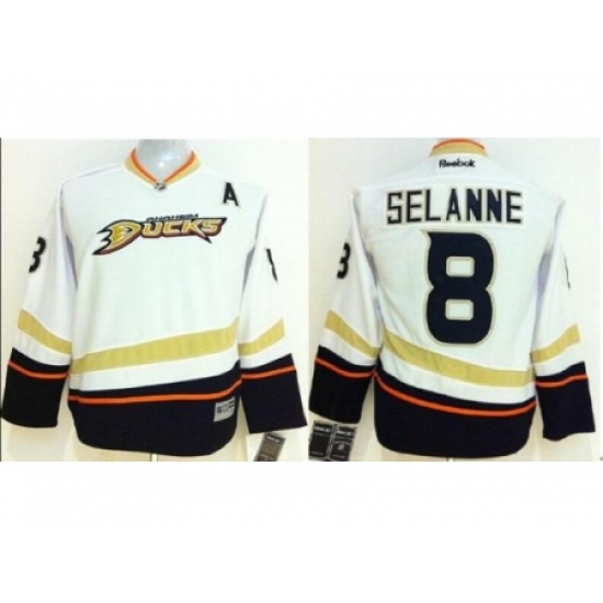 Anaheim Ducks 8 Teemu Selanne White NHL Hockey Jerseys