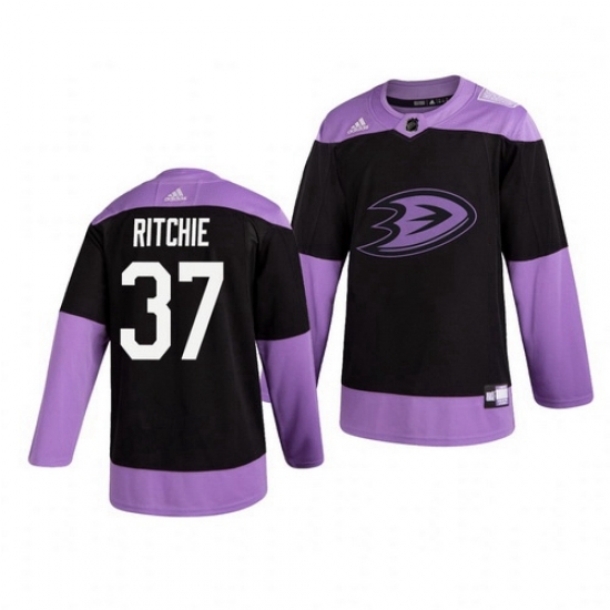 Ducks 37 Nick Ritchie Black Purple Hockey Fights Cancer Adidas Jersey Ducks 37 Nick Ritchie Black Purple Hockey Fights Cancer Adidas Jersey