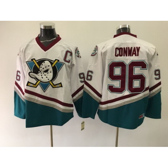 Ducks 96 Charlie Conway White CCM Jersey Ducks 96 Charlie Conway White CCM Jersey
