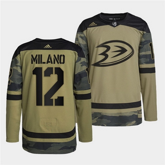 Men Anaheim Ducks 12 Sonny Milano 2022 Camo Military Appreciation Night Stitched jersey Men Anaheim Ducks 12 Sonny Milano 2022 Camo Military Appreciation Night Stitched jersey