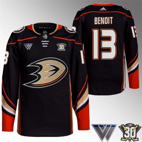 Men Anaheim Ducks 13 Simon Benoit Black 30th Anniversary Stitched Jersey Men Anaheim Ducks 13 Simon Benoit Black 30th Anniversary Stitched Jersey