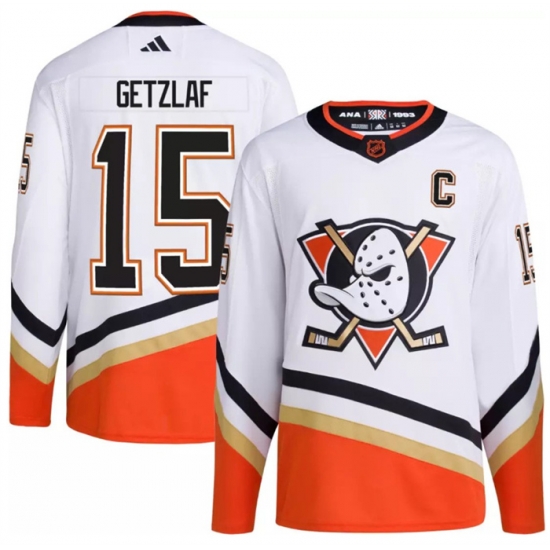 Men Anaheim Ducks 15 Ryan Getzlaf White 2022 23 Reverse Retro Stitched Jersey Men Anaheim Ducks 15 Ryan Getzlaf White 2022 23 Reverse Retro Stitched Jersey