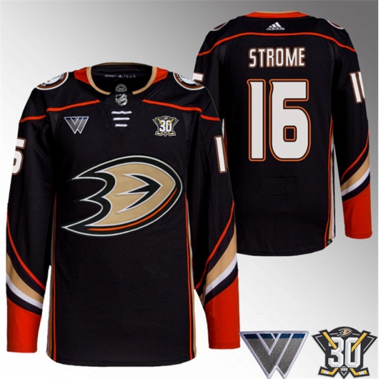 Men Anaheim Ducks 16 Ryan Strome Black 30th Anniversary Stitched Jersey Men Anaheim Ducks 16 Ryan Strome Black 30th Anniversary Stitched Jersey