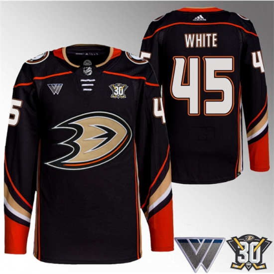 Men Anaheim Ducks 45 Colton White Black 30th Anniversary Stitched Jersey Men Anaheim Ducks 45 Colton White Black 30th Anniversary Stitched Jersey