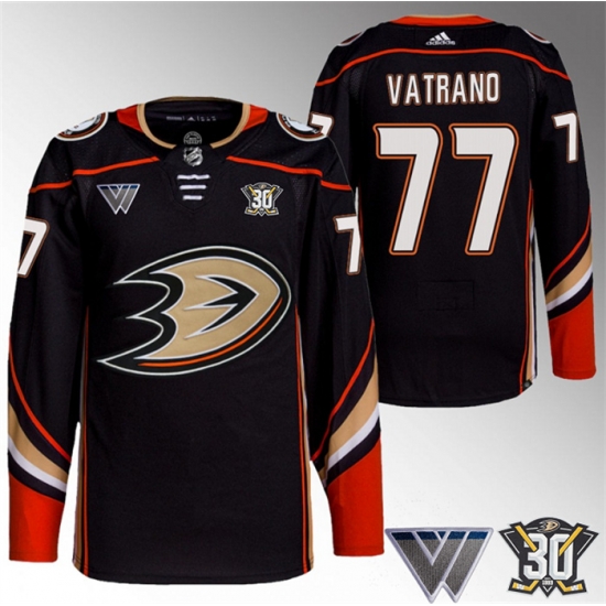 Men Anaheim Ducks 77 Frank Vatrano Black 30th Anniversary Stitched Jersey Men Anaheim Ducks 77 Frank Vatrano Black 30th Anniversary Stitched Jersey