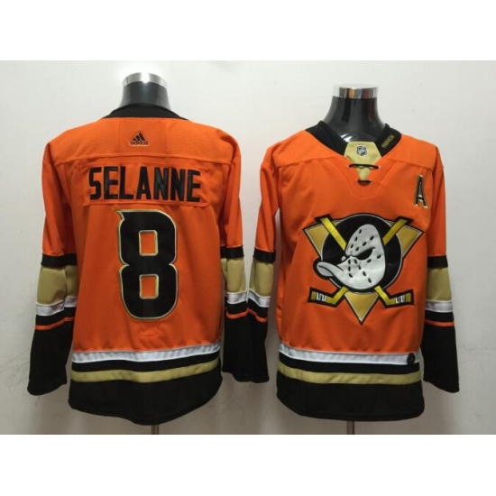 Men Anaheim Ducks 8 Teemu Selanne Orange Stitched Jersey Men Anaheim Ducks 8 Teemu Selanne Orange Stitched Jersey