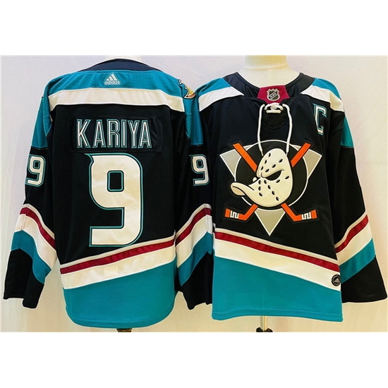 Men Anaheim Ducks 9 Paul KariyaBlack Teal Stitched Jersey Men Anaheim Ducks 9 Paul KariyaBlack Teal Stitched Jersey