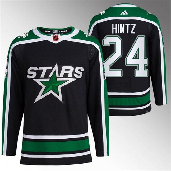 Men Dallas Stars 24 Roope Hintz Black 2022 23 Reverse Retro Stitched Jersey Men Dallas Stars 24 Roope Hintz Black 2022 23 Reverse Retro Stitched Jersey