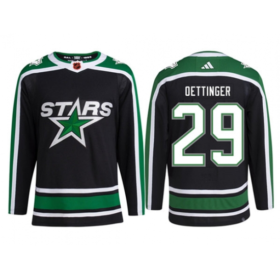 Men Dallas Stars 29 Jake Oettinger Black 2022 23 Reverse Retro Stitched Jersey Men Dallas Stars 29 Jake Oettinger Black 2022 23 Reverse Retro Stitched Jersey