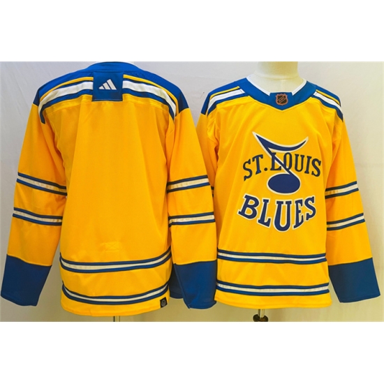 Men St Louis Blues Blank Yellow 2022 23 Reverse Retro Stitched Jersey Men St Louis Blues Blank Yellow 2022 23 Reverse Retro Stitched Jersey