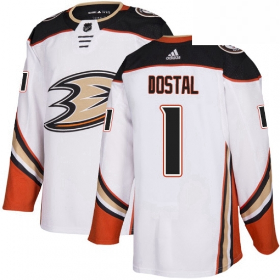 Mens Adidas Anaheim Ducks 1 Lukas Dostal Authentic White Away NHL Jersey Mens Adidas Anaheim Ducks 1 Lukas Dostal Authentic White Away NHL Jersey