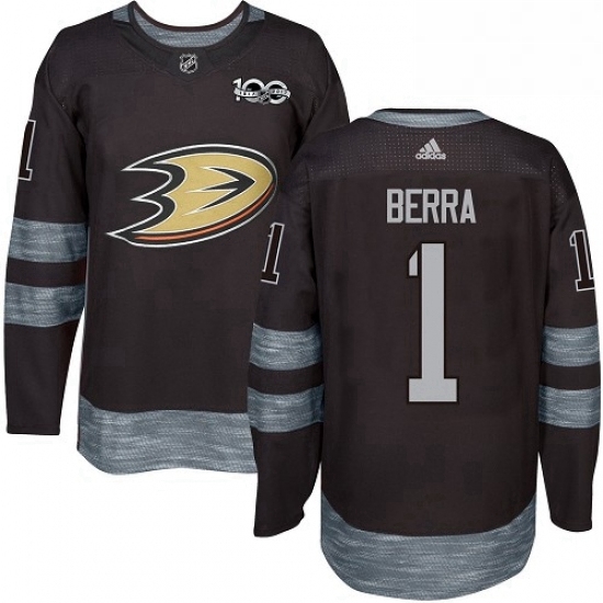 Mens Adidas Anaheim Ducks 1 Reto Berra Premier Black 1917 2017 100th Anniversary NHL Jersey Mens Adidas Anaheim Ducks 1 Reto Berra Premier Black 1917 2017 100th Anniversary NHL Jersey