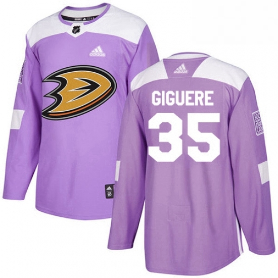 Mens Adidas Anaheim Ducks 35 Jean Sebastien Giguere Authentic Purple Fights Cancer Practice NHL Jersey Mens Adidas Anaheim Ducks 35 Jean Sebastien Giguere Authentic Purple Fights Cancer Practice NHL Jersey