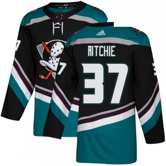 Mens Adidas Anaheim Ducks 37 Nick Ritchie Authentic Black Teal Third NHL Jersey Mens Adidas Anaheim Ducks 37 Nick Ritchie Authentic Black Teal Third NHL Jersey