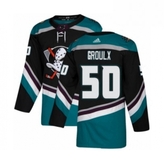 Mens Adidas Anaheim Ducks 50 Benoit Olivier Groulx Premier Black Teal Alternate NHL Jersey Mens Adidas Anaheim Ducks 50 Benoit Olivier Groulx Premier Black Teal Alternate NHL Jersey