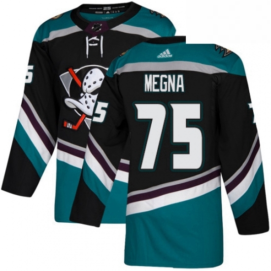 Mens Adidas Anaheim Ducks 75 Jaycob Megna Authentic Black Teal Third NHL Jersey Mens Adidas Anaheim Ducks 75 Jaycob Megna Authentic Black Teal Third NHL Jersey