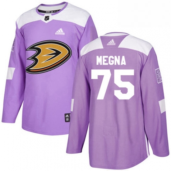 Mens Adidas Anaheim Ducks 75 Jaycob Megna Authentic Purple Fights Cancer Practice NHL Jersey Mens Adidas Anaheim Ducks 75 Jaycob Megna Authentic Purple Fights Cancer Practice NHL Jersey
