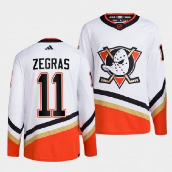 Men's Anaheim Ducks #11 Trevor Zegras White 2022-23 Reverse Retro Stitched Jersey Men's Anaheim Ducks #11 Trevor Zegras White 2022-23 Reverse Retro Stitched Jersey