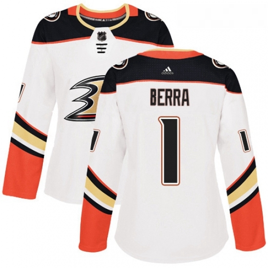 Womens Adidas Anaheim Ducks 1 Reto Berra Authentic White Away NHL Jersey Womens Adidas Anaheim Ducks 1 Reto Berra Authentic White Away NHL Jersey