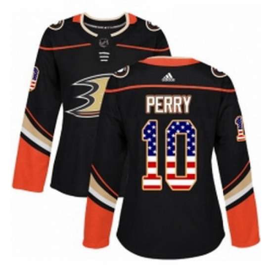 Womens Adidas Anaheim Ducks 10 Corey Perry Authentic Black USA Flag Fashion NHL Jersey Womens Adidas Anaheim Ducks 10 Corey Perry Authentic Black USA Flag Fashion NHL Jersey
