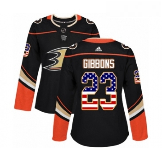 Womens Adidas Anaheim Ducks 23 Brian Gibbons Authentic Black USA Flag Fashion NHL Jersey Womens Adidas Anaheim Ducks 23 Brian Gibbons Authentic Black USA Flag Fashion NHL Jersey
