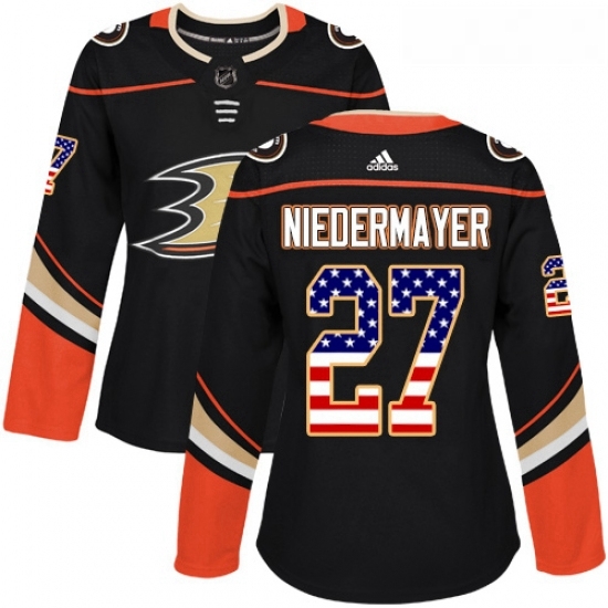 Womens Adidas Anaheim Ducks 27 Scott Niedermayer Authentic Black USA Flag Fashion NHL Jersey Womens Adidas Anaheim Ducks 27 Scott Niedermayer Authentic Black USA Flag Fashion NHL Jersey