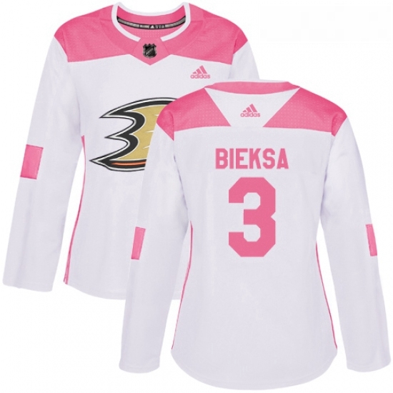 Womens Adidas Anaheim Ducks 3 Kevin Bieksa Authentic WhitePink Fashion NHL Jersey Womens Adidas Anaheim Ducks 3 Kevin Bieksa Authentic WhitePink Fashion NHL Jersey