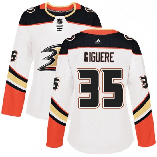 Womens Adidas Anaheim Ducks 35 Jean Sebastien Giguere Authentic White Away NHL Jersey Womens Adidas Anaheim Ducks 35 Jean Sebastien Giguere Authentic White Away NHL Jersey