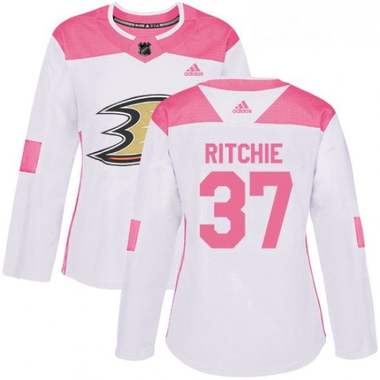 Womens Adidas Anaheim Ducks 37 Nick Ritchie Authentic WhitePink Fashion NHL Jersey Womens Adidas Anaheim Ducks 37 Nick Ritchie Authentic WhitePink Fashion NHL Jersey