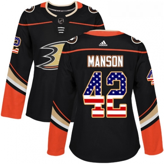 Womens Adidas Anaheim Ducks 42 Josh Manson Authentic Black USA Flag Fashion NHL Jersey Womens Adidas Anaheim Ducks 42 Josh Manson Authentic Black USA Flag Fashion NHL Jersey
