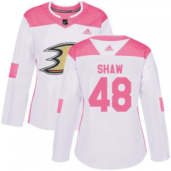 Womens Adidas Anaheim Ducks 48 Logan Shaw Authentic WhitePink Fashion NHL Jersey Womens Adidas Anaheim Ducks 48 Logan Shaw Authentic WhitePink Fashion NHL Jersey