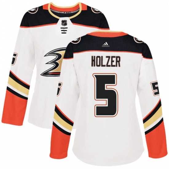 Womens Adidas Anaheim Ducks 5 Korbinian Holzer Authentic White Away NHL Jersey Womens Adidas Anaheim Ducks 5 Korbinian Holzer Authentic White Away NHL Jersey