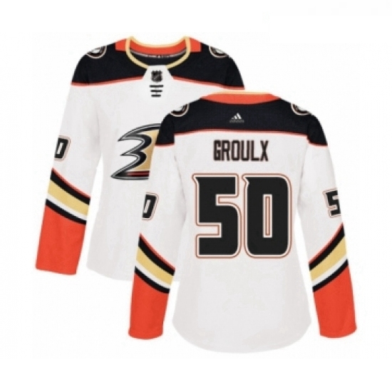 Womens Adidas Anaheim Ducks 50 Benoit Olivier Groulx Authentic White Away NHL Jersey Womens Adidas Anaheim Ducks 50 Benoit Olivier Groulx Authentic White Away NHL Jersey