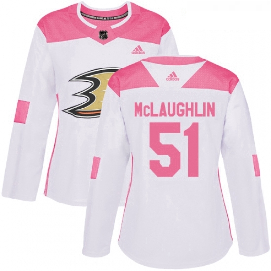 Womens Adidas Anaheim Ducks 51 Blake McLaughlin Authentic White Pink Fashion NHL Jersey Womens Adidas Anaheim Ducks 51 Blake McLaughlin Authentic White Pink Fashion NHL Jersey