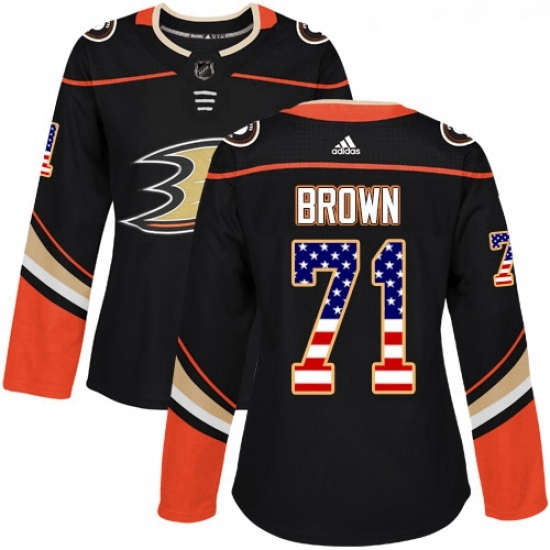 Womens Adidas Anaheim Ducks 71 JT Brown Authentic Black USA Flag Fashion NHL Jersey Womens Adidas Anaheim Ducks 71 JT Brown Authentic Black USA Flag Fashion NHL Jersey