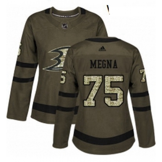 Womens Adidas Anaheim Ducks 75 Jaycob Megna Authentic Green Salute to Service NHL Jersey Womens Adidas Anaheim Ducks 75 Jaycob Megna Authentic Green Salute to Service NHL Jersey
