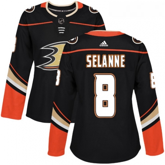 Womens Adidas Anaheim Ducks 8 Teemu Selanne Authentic Black Home NHL Jersey Womens Adidas Anaheim Ducks 8 Teemu Selanne Authentic Black Home NHL Jersey