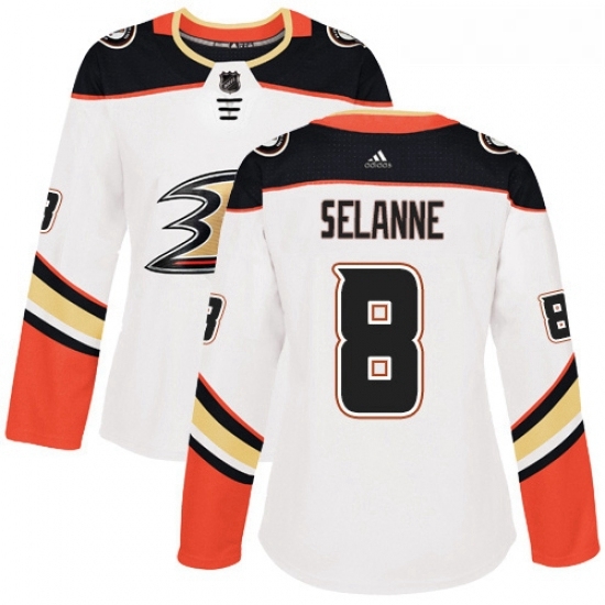 Womens Adidas Anaheim Ducks 8 Teemu Selanne Authentic White Away NHL Jersey Womens Adidas Anaheim Ducks 8 Teemu Selanne Authentic White Away NHL Jersey